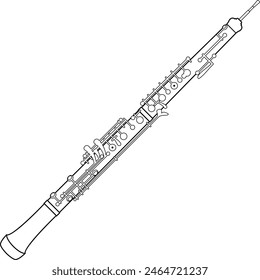 Easy coloring cartoon vector illustration of an oboe isolated on white background