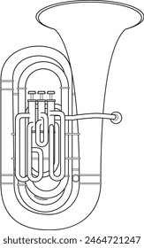 Fácil Ilustración vectorial de dibujos animados para colorear de una tuba aislada sobre fondo blanco