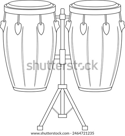 Easy coloring cartoon vector illustration of conga drums isolated on white background