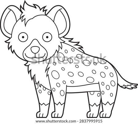 Easy coloring cartoon vector illustration of a hyena isolated on white background