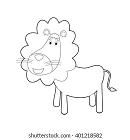 Easy Coloring drawings of animals for little kids: Lion