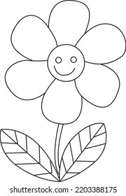 Easy Coloring drawings flower drawing black   white vector illustration and thin line black stroke graphic design