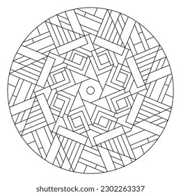 Easy Coloring Pages for Adults.
Coloring Page of geometric abstract mandala. Simple mandala in EPS 8. #648