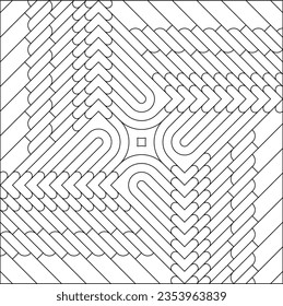 Easy Coloring Pages for Adults. Coloring Page of geometric abstract tile pattern. EPS 8. #714