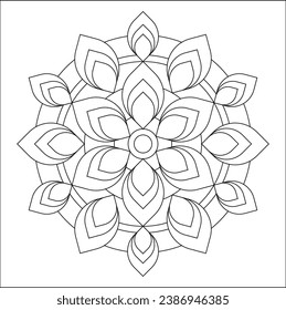 Easy Coloring Pages for Adults. Coloring Page of geometric abstract mandala. Simple mandala. #757