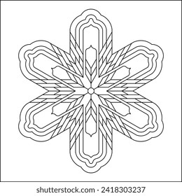 Easy Coloring Pages for Adults.
Coloring Page of geometric abstract mandala.
Simple mandala in a hexagon shape. EPS 8. #772