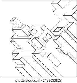 Easy Coloring Pages for Adults. Coloring Page of geometric abstract tile pattern. EPS 8. #799