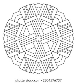 Easy Coloring Pages for Adults.Coloring Page of geometric abstract mandala. Simple mandala in EPS 8. #661