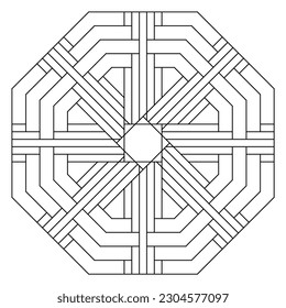 Easy Coloring Pages for Adults.Coloring Page of geometric abstract mandala. Simple mandala in EPS 8. #663