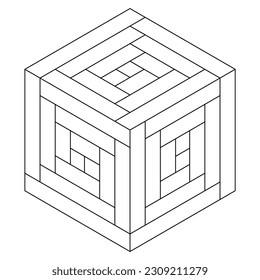 Easy Coloring Pages for Adults.Coloring Page of geometric abstract mandala. Simple mandala in a hexagon shape.EPS 8. #674