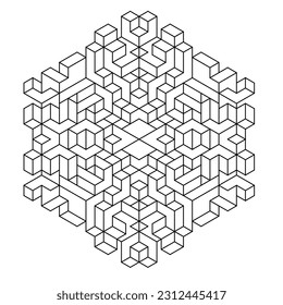 Easy Coloring Pages for Adults.Coloring Page of geometric abstract mandala. Simple mandala in a hexagon shape.EPS 8. #680