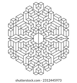 Easy Coloring Pages for Adults Coloring Page geometric abstract mandala  Simple mandala in hexagon shape EPS 8  #682
