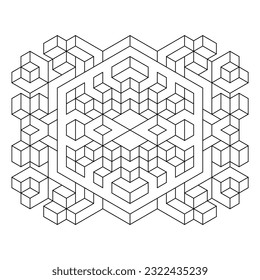 Easy Coloring Pages for Adults.Coloring Page of geometric abstract mandala. Simple mandala in a hexagon shape.EPS 8. #694