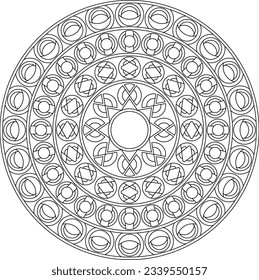 Easy coloring pages for adults.Coloring Page of geometric abstract mandala Simple mandala in EPS 8. #707
