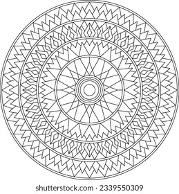 Easy coloring pages for adults.Coloring Page of geometric abstract mandala Simple mandala in EPS 8. #708