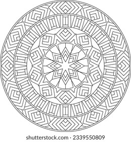Easy coloring pages for adults.Coloring Page of geometric abstract mandala Simple mandala in EPS 8. #712