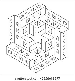 Easy Coloring Pages for Adults.Coloring Page of geometric abstract mandala. Simple mandala in a hexagon shape.EPS 8. #730