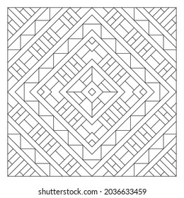 Easy coloring pages for seniors   for adults  Tile pattern design  Composition intersecting   overlapping lines in diamond form  EPS8 file  