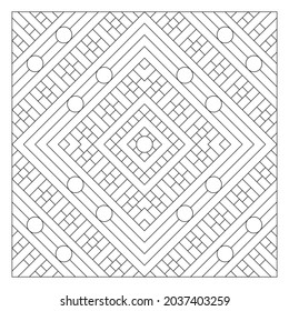 Easy coloring pages for seniors   for adults  Tile pattern design  Composition intersecting   overlapping lines in diamond form and circle ornaments  EPS8 file 