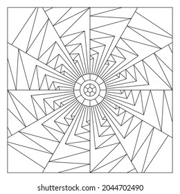 Easy coloring pages for seniors   for adults  Tile pattern design  Composition 12 fold rotational symmetry paper folds drawing in tile square form  EPS8 file  #308