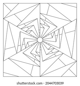 Easy coloring pages for seniors   for adults  Tile pattern design  Composition 6 fold rotational symmetry paper folds drawing in tile square form  EPS8 file  #309