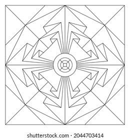 Easy coloring pages for seniors   for adults  Tile pattern design  Composition 8 fold rotational symmetry paper folds drawing in tile square form  EPS8 file  #310