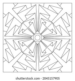 Easy coloring pages for seniors   for adults  Tile pattern design  Composition 8 fold rotational symmetry paper folds drawing in tile square form  EPS8 file  #312