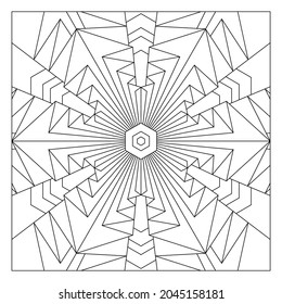 Easy coloring pages for seniors   for adults  Tile pattern design  Composition 12 fold rotational symmetry paper folds drawing in tile square form  EPS8 file  #313