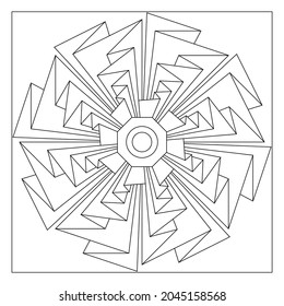 Easy coloring pages for seniors   for adults  Tile pattern design  Composition 8 fold rotational symmetry paper folds drawing in tile square form  EPS8 file  #315