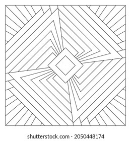 Easy coloring pages for seniors   for adults  Tile pattern design  Composition 4 fold rotational symmetry various shapes paper sheets in tile square form  EPS8 file  #320