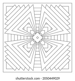 Easy coloring pages for seniors   for adults  Tile pattern design  Composition 4 fold rotational symmetry various shapes paper sheets in tile square form  EPS8 file  #318