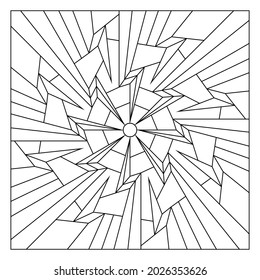 Easy coloring pages for seniors. Coloring-#272. Tile pattern design. The polar array composition of 8 or the arrangement of 8 copies of lightnings in a circular form. EPS8 file.