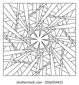Easy coloring pages for seniors. Coloring-#273. Tile pattern design. The polar array composition of 8 or the arrangement of 8 copies of intersecting lightnings in a circular form. EPS8 file.