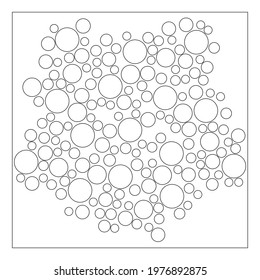 Easy coloring pages for seniors. Coloring page of random circles pattern in line-art style, isolated on white squared background. Vector pattern in Eps 8.