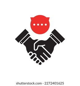 fácil comunicación entre socios. simple tendencia plana diseño gráfico moderno de tipo lootipo shakehand aislado en fondo blanco. concepto de transacción o acuerdo verbal y honestidad o trato