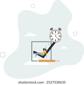 Easy completed task or finish work within deadline, efficiency or productivity,flat design with people.