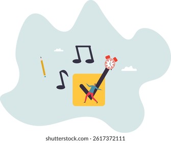 Easy completed task or finish work within deadline, efficiency or productivity, tick checkbox or work done.character for design.