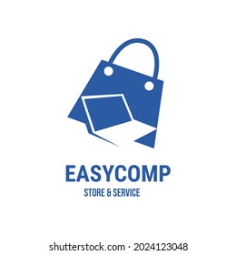 Easy computer. Computer store and service logo icon design idea for company, website, store, online shop. Vector EPS 10