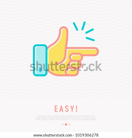 Easy concept: finger clicking thin line icon. Modern vector illustration