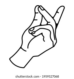 Easy Concept. Finger Snapping Hand Gesture Minimal Flat Line Outline Stroke Icon Pictogram