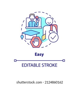 Easy concept icon. No education required for professional project. Web 3 0 abstract idea thin line illustration. Isolated outline drawing. Editable stroke. Arial, Myriad Pro-Bold fonts used