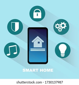 Easy to control your smart home with smartphone, Smart house technology. Innovation of the Future, vector graphic