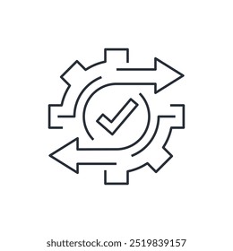 Proceso automático fácil o conveniente. Tecnologías fiables y precisas. Icono lineal de Vector aislado sobre fondo blanco. 