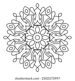 Diseño fácil y creativo del mandala para colorear el libro, arte de la pared, diseño del tatuaje, arte del mandala para el diseño de la henna, diseño artístico del mandala
