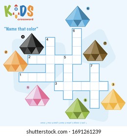 Easy crossword puzzle 'Name that color', for children in elementary and middle school. Fun way to practice language comprehension and expand vocabulary. Includes answers.