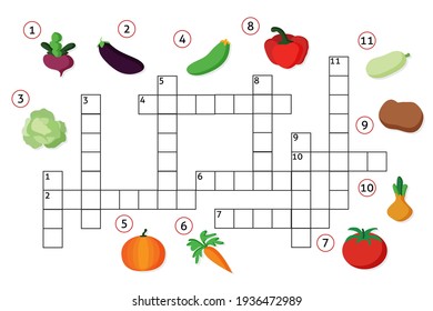 Easy crossword puzzle Name that vegetable, for children in elementary and middle school. Fun way to practice language comprehension and expand vocabulary.