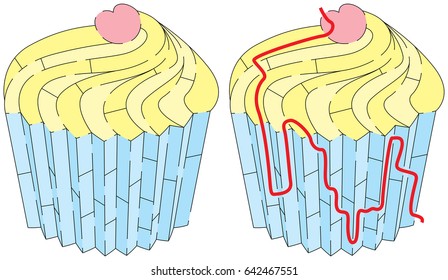 Easy cup cake maze for younger kids with a solution