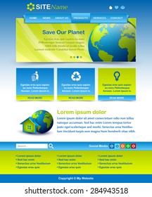 Easy customizable blue and green website template layout