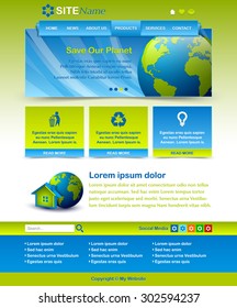 Easy customizable blue and green website template layout
