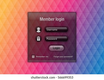 Easy customizable member login website element on colorful background